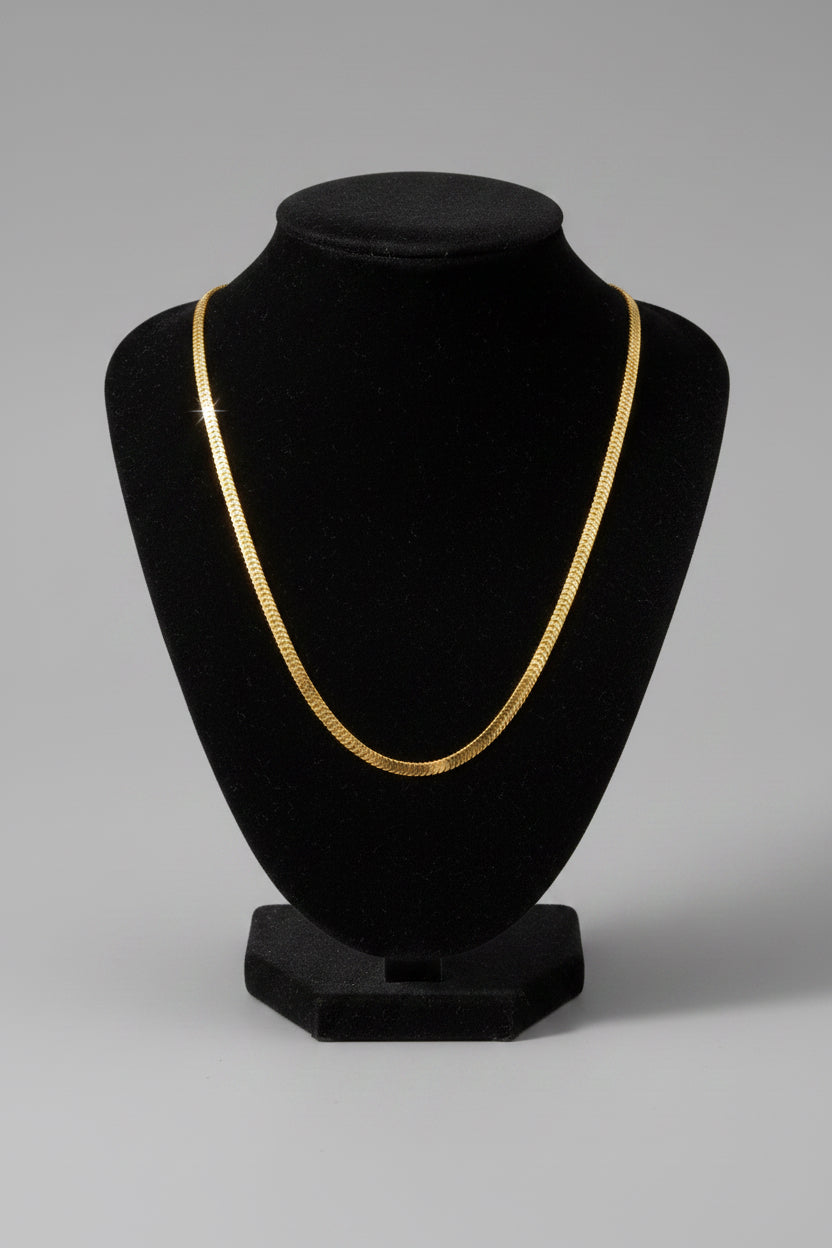 Gold Herringbone Chain Necklace
