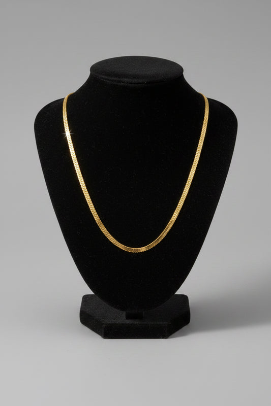 Gold Herringbone Chain Necklace